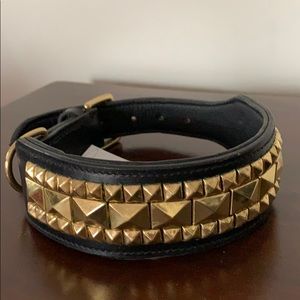 Brass Stud Leather Dog Collar